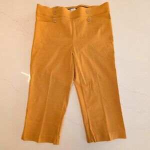 89th & Madison Sz S Women High Waisted Capri Pants Mustard Yellow Office